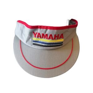 Vintage Yamaha Visor Gray Red Trim Adjustable Strap Retro Racing Style